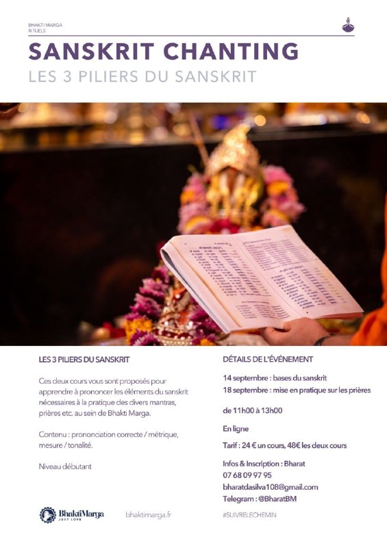 Sanskrit Chanting (2/2) — Mise en pratique sur les prières — 18 septembre 2026
