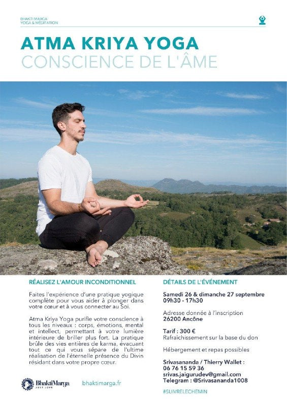 Atma Kriya Yoga — Conscience de l'âme — 26 et 27 septembre 2026